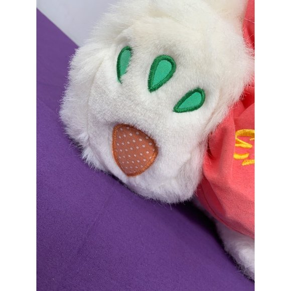 Goffa 14 Inch White Easter Bunny Carrot Embroidered Feet Bag with Pink Blue Teal - Picture 2 of 16